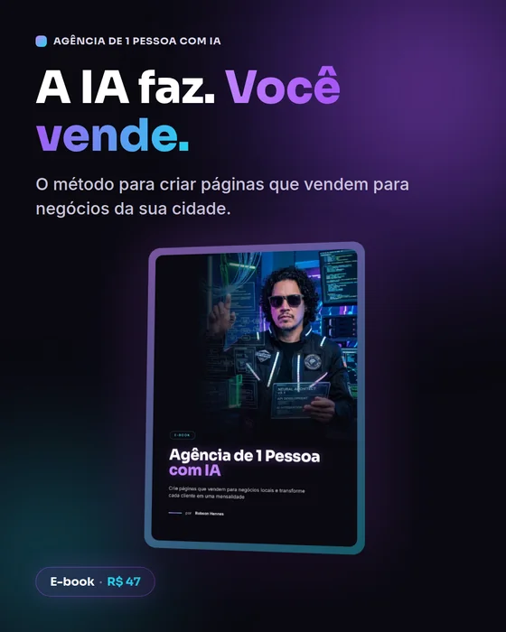 Criativo de feed do e-book Agência de 1 Pessoa com IA